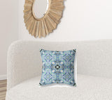 18? Sapphire White Cloverleaf Boho Zippered Suede Throw Pillow