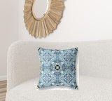 18? Sapphire White Cloverleaf Boho Zippered Suede Throw Pillow