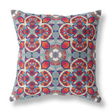 16? Red Blue Cloverleaf Boho Zippered Suede Throw Pillow