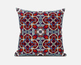 16? Red Blue Cloverleaf Boho Zippered Suede Throw Pillow