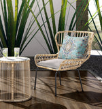 16? Aqua Blue Floral Geo Indoor Outdoor Throw Pillow