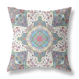 16? Cream Pink Boho Flower Indoor Outdoor Throw Pillow