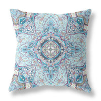 18? Light Blue Boho Flower Indoor Outdoor throw Pillow