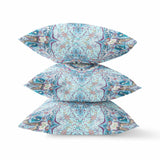18? Light Blue Boho Flower Indoor Outdoor throw Pillow