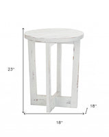 23" Rustic Modern Farmhouse White Round End Table