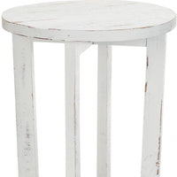 23" Rustic Modern Farmhouse White Round End Table