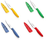 Kitchen Knife Sets With Safety Sheath Cover, Set of 4, Red, Yellow, Blue & Green Knife