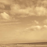 19" Sepia Toned Beach Scene Giclee Print on Gallery Wrap Canvas Wall Art