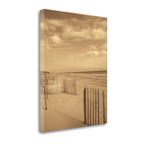 26" Sepia Toned Beach Scene Giclee Print on Gallery Wrap Canvas Wall Art