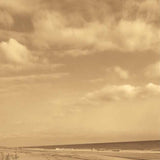 26" Sepia Toned Beach Scene Giclee Print on Gallery Wrap Canvas Wall Art