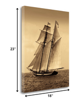 18" Sailing the Dramatic Seas Sepia Tone Giclee Wrap Canvas Wall Art