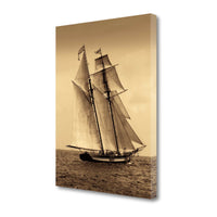 18" Sailing the Dramatic Seas Sepia Tone Giclee Wrap Canvas Wall Art