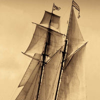 18" Sailing the Dramatic Seas Sepia Tone Giclee Wrap Canvas Wall Art