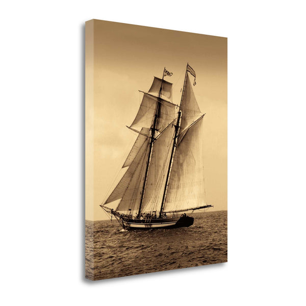 22" Sailing the Dramatic Seas Sepia Tone Giclee Wrap Canvas Wall Art