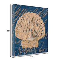 22" Seashell on Blue Background Gallery Wrap Canvas Wall Art