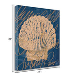 22" Seashell on Blue Background Gallery Wrap Canvas Wall Art