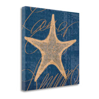 22" Starfish Print on Blue Background Gallery Wrap Canvas Wall Art