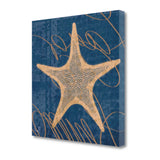 22" Starfish Print on Blue Background Gallery Wrap Canvas Wall Art