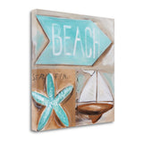 20" Starfish Sailboat and Beach Sign Giclee Wrap Canvas Wall Art