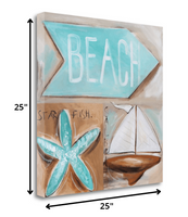 25" Starfish Sailboat and Beach Sign Giclee Wrap Canvas Wall Art