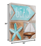 30" Starfish Sailboat and Beach Sign Giclee Wrap Canvas Wall Art