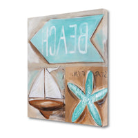 30" Starfish Sailboat and Beach Sign Giclee Wrap Canvas Wall Art