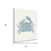 20" Aqua Crab Tan Striped Background Giclee Wrap Canvas Wall Art