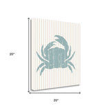 20" Aqua Crab Tan Striped Background Giclee Wrap Canvas Wall Art