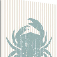 24" Aqua Crab Tan Striped Background Giclee Wrap Canvas Wall Art