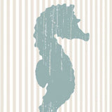 20" Aqua Seahorse Tan Striped Background Giclee Wrap Canvas Wall Art