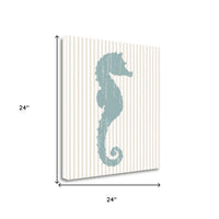 24" Aqua Seahorse Tan Striped Background Giclee Wrap Canvas Wall Art