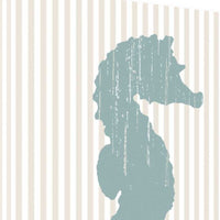 24" Aqua Seahorse Tan Striped Background Giclee Wrap Canvas Wall Art