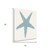 20" Aqua Starfish Tan Striped Background Giclee Wrap Canvas Wall Art