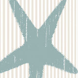 20" Aqua Starfish Tan Striped Background Giclee Wrap Canvas Wall Art