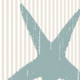 24" Aqua Starfish Tan Striped Background Giclee Wrap Canvas Wall Art