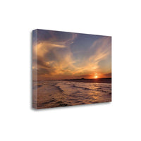 29" Orange Sunset Over The Ocean 3 Giclee Wrap Canvas Wall Art