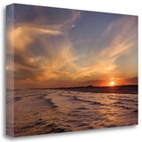 34" Orange Sunset Over The Ocean 5 Giclee Wrap Canvas Wall Art