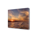 39" Orange Sunset Over The Ocean 6 Giclee Wrap Canvas Wall Art