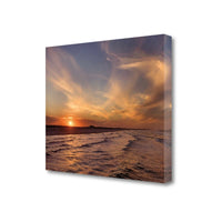 23" Orange Sunset Over The Ocean 2 Giclee Wrap Canvas Wall Art