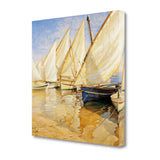 25" Fleet of Boats with Open White Sails Giclee Wrap Canvas Wall Art