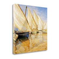 30" Fleet of Boats with Open White Sails Giclee Wrap Canvas Wall Art