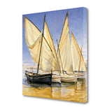 20" Fleet of Boats with Royal White Sails Giclee Wrap Canvas Wall Art