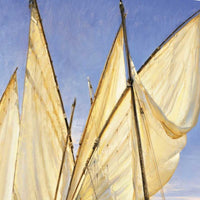 20" Fleet of Boats with Royal White Sails Giclee Wrap Canvas Wall Art