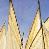 35" Fleet of Boats with Royal White Sails Giclee Wrap Canvas Wall Art