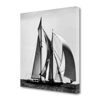 24" Black and White Sailboat Giclee Wrap Canvas Wall Art