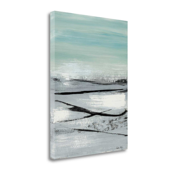 28" Blue Abstract Beach Painting Giclee Print on Gallery Wrap Canvas Wall Art