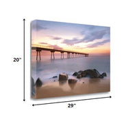 29" Majestic Coastal Ocean Pier Giclee Wrap Canvas Wall Art