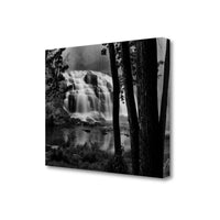 29" Black and White Photograph of Forest Waterfall Gallery Wrap Canvas Wall Art