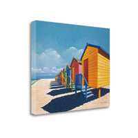 22" Bright Beach Huts Giclee Print on Gallery Wrap Canvas Wall Art