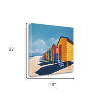 22" Bright Beach Huts Giclee Print on Gallery Wrap Canvas Wall Art